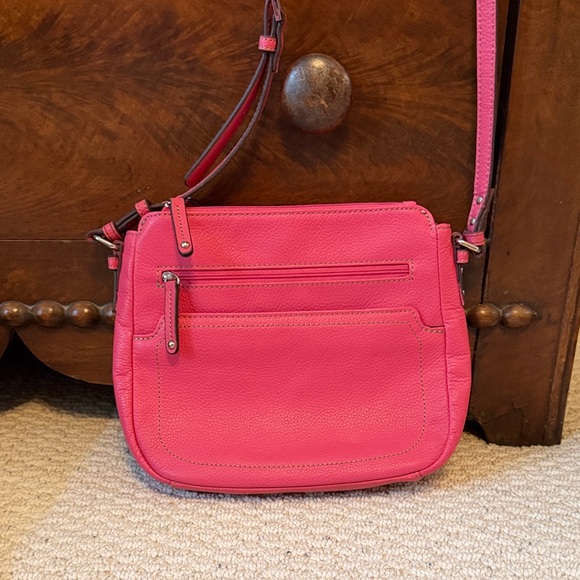 Tignanello Handbags - Tignanello Bright Pink Small 100% Leather Organizer Crossbody Bag